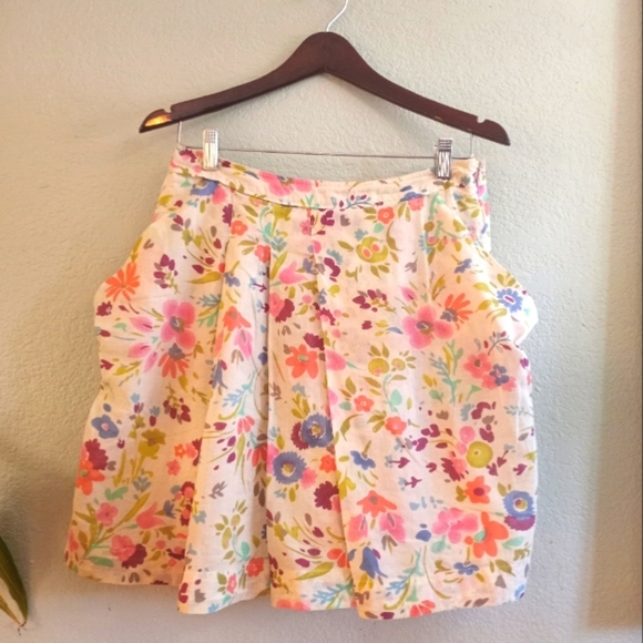 Esprit Flowy Floral Pleated Lightweight Cotton Lined Skirt - Picture 1 of 7
